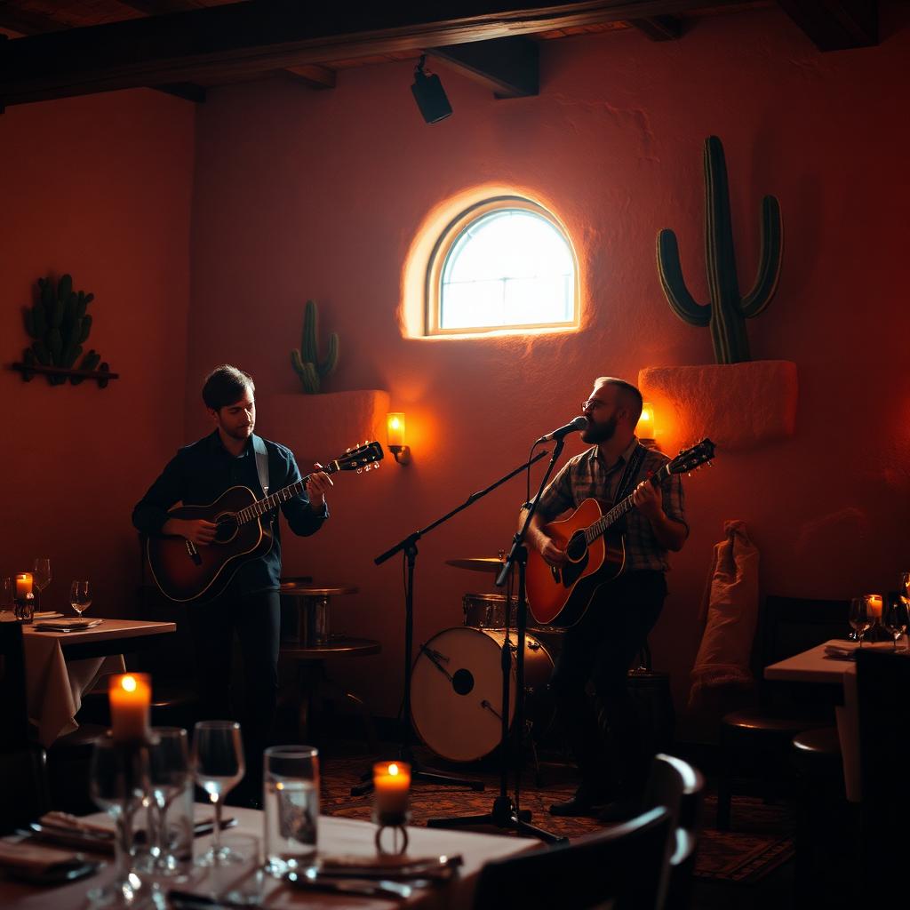 Live acoustic band performing at A L O R E